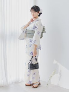 画像12: 【即日発送】紫の花揺蕩う浴衣 【浴衣3点セット 浴衣/帯/下駄】 [YMT] (12)