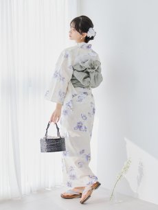 画像13: 【即日発送】紫の花揺蕩う浴衣 【浴衣3点セット 浴衣/帯/下駄】 [YMT] (13)