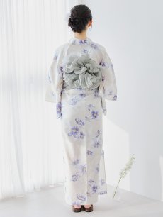 画像14: 【即日発送】紫の花揺蕩う浴衣 【浴衣3点セット 浴衣/帯/下駄】 [YMT] (14)