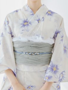 画像15: 【即日発送】紫の花揺蕩う浴衣 【浴衣3点セット 浴衣/帯/下駄】 [YMT] (15)