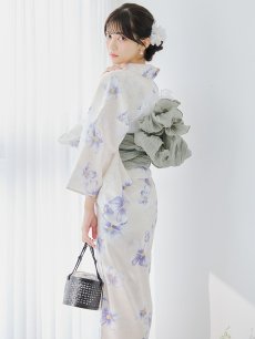 画像4: 【即日発送】紫の花揺蕩う浴衣 【浴衣3点セット 浴衣/帯/下駄】 [YMT] (4)