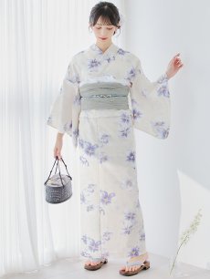 画像5: 【即日発送】紫の花揺蕩う浴衣 【浴衣3点セット 浴衣/帯/下駄】 [YMT] (5)