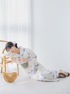 画像8: 【即日発送】紫の花揺蕩う浴衣 【浴衣3点セット 浴衣/帯/下駄】 [YMT] (8)