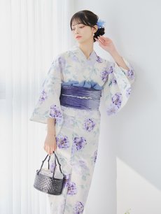 画像10: 【即日発送】水彩紫牡丹柄浴衣 【浴衣3点セット 浴衣/帯/下駄】 [YMT] (10)