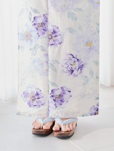 画像16: 【即日発送】水彩紫牡丹柄浴衣 【浴衣3点セット 浴衣/帯/下駄】 [YMT] (16)