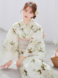 画像1: 【即日発送】秋静牡丹の大人浴衣 【浴衣3点セット 浴衣/帯/下駄】 [YMT] (1)