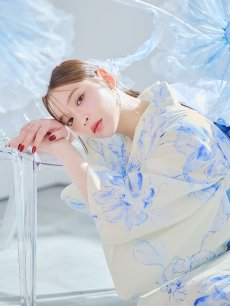 画像35: 【即日発送】グラデーションブルー牡丹和モダン浴衣 【浴衣3点セット 浴衣/帯/下駄】 [YMT] (35)