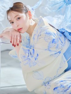 画像19: 【即日発送】グラデーションブルー牡丹和モダン浴衣 【浴衣3点セット 浴衣/帯/下駄】 [YMT] (19)