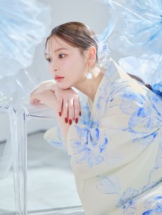 画像36: 【即日発送】グラデーションブルー牡丹和モダン浴衣 【浴衣3点セット 浴衣/帯/下駄】 [YMT] (36)