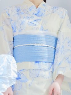 画像39: 【即日発送】グラデーションブルー牡丹和モダン浴衣 【浴衣3点セット 浴衣/帯/下駄】 [YMT] (39)