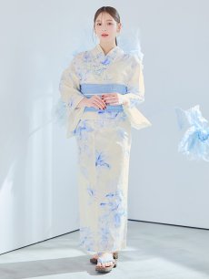 画像21: 【即日発送】グラデーションブルー牡丹和モダン浴衣 【浴衣3点セット 浴衣/帯/下駄】 [YMT] (21)