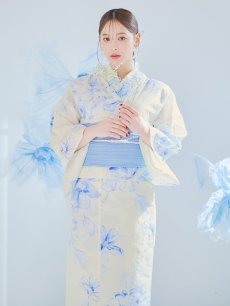 画像24: 【即日発送】グラデーションブルー牡丹和モダン浴衣 【浴衣3点セット 浴衣/帯/下駄】 [YMT] (24)