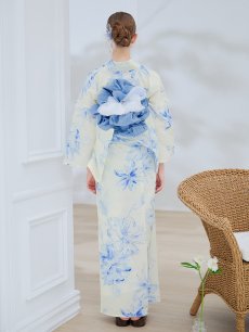 画像14: 【即日発送】グラデーションブルー牡丹和モダン浴衣 【浴衣3点セット 浴衣/帯/下駄】 [YMT] (14)
