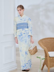画像5: 【即日発送】グラデーションブルー牡丹和モダン浴衣 【浴衣3点セット 浴衣/帯/下駄】 [YMT] (5)