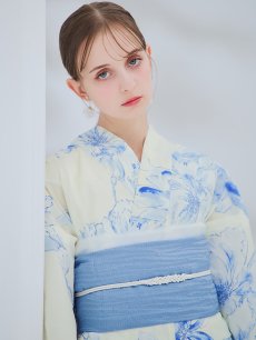 画像7: 【即日発送】グラデーションブルー牡丹和モダン浴衣 【浴衣3点セット 浴衣/帯/下駄】 [YMT] (7)