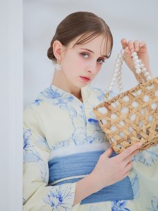 画像8: 【即日発送】グラデーションブルー牡丹和モダン浴衣 【浴衣3点セット 浴衣/帯/下駄】 [YMT] (8)