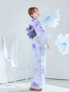 画像30: 【即日発送】アンティークブルーローズ浴衣 【浴衣3点セット 浴衣/帯/下駄】 [YMT] (30)