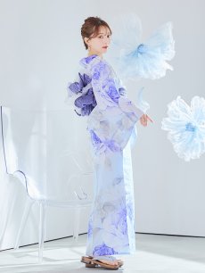 画像31: 【即日発送】アンティークブルーローズ浴衣 【浴衣3点セット 浴衣/帯/下駄】 [YMT] (31)