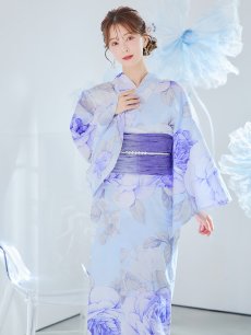 画像33: 【即日発送】アンティークブルーローズ浴衣 【浴衣3点セット 浴衣/帯/下駄】 [YMT] (33)