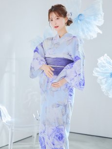 画像35: 【即日発送】アンティークブルーローズ浴衣 【浴衣3点セット 浴衣/帯/下駄】 [YMT] (35)