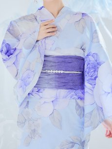 画像37: 【即日発送】アンティークブルーローズ浴衣 【浴衣3点セット 浴衣/帯/下駄】 [YMT] (37)