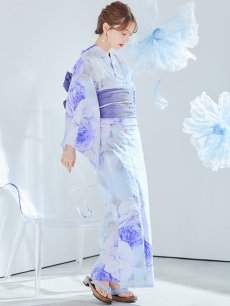 画像22: 【即日発送】アンティークブルーローズ浴衣 【浴衣3点セット 浴衣/帯/下駄】 [YMT] (22)