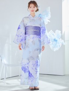 画像23: 【即日発送】アンティークブルーローズ浴衣 【浴衣3点セット 浴衣/帯/下駄】 [YMT] (23)