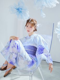 画像25: 【即日発送】アンティークブルーローズ浴衣 【浴衣3点セット 浴衣/帯/下駄】 [YMT] (25)