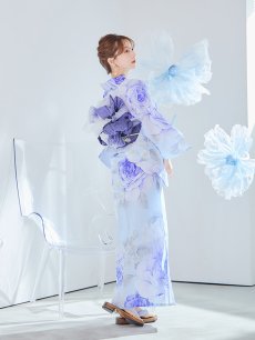 画像26: 【即日発送】アンティークブルーローズ浴衣 【浴衣3点セット 浴衣/帯/下駄】 [YMT] (26)