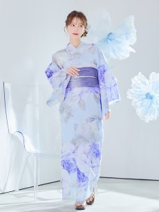 画像28: 【即日発送】アンティークブルーローズ浴衣 【浴衣3点セット 浴衣/帯/下駄】 [YMT] (28)