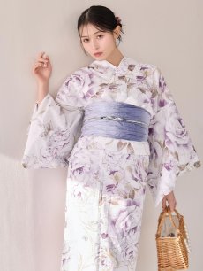 画像2: 【即日発送】藤霞のアンティークローズ浴衣 【浴衣3点セット 浴衣/帯/下駄】  [OF04/HC03] (2)