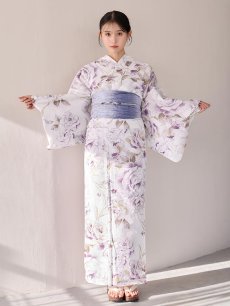 画像4: 【即日発送】藤霞のアンティークローズ浴衣 【浴衣3点セット 浴衣/帯/下駄】  [OF04/HC03] (4)