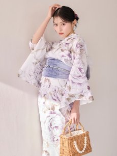 画像7: 【即日発送】藤霞のアンティークローズ浴衣 【浴衣3点セット 浴衣/帯/下駄】  [OF04/HC03] (7)