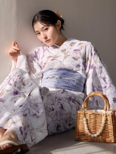 画像8: 【即日発送】藤霞のアンティークローズ浴衣 【浴衣3点セット 浴衣/帯/下駄】  [OF04/HC03] (8)