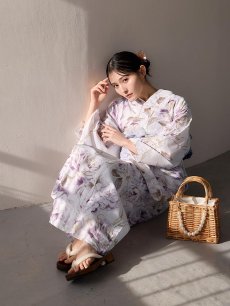 画像9: 【即日発送】藤霞のアンティークローズ浴衣 【浴衣3点セット 浴衣/帯/下駄】  [OF04/HC03] (9)