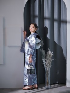 画像16: 【即日発送】グレイ×モードフラワー浴衣 【浴衣3点セット 浴衣/帯/下駄】 [YMT] (16)
