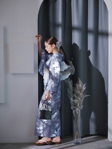 画像17: 【即日発送】グレイ×モードフラワー浴衣 【浴衣3点セット 浴衣/帯/下駄】 [YMT] (17)