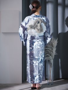 画像18: 【即日発送】グレイ×モードフラワー浴衣 【浴衣3点セット 浴衣/帯/下駄】 [YMT] (18)