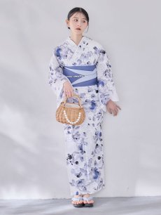 画像6: 【即日発送】水墨ニュアンスフラワー浴衣 【浴衣3点セット 浴衣/帯/下駄】  [OF04/HC03] (6)