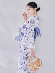 画像7: 【即日発送】水墨ニュアンスフラワー浴衣 【浴衣3点セット 浴衣/帯/下駄】  [OF04/HC03] (7)