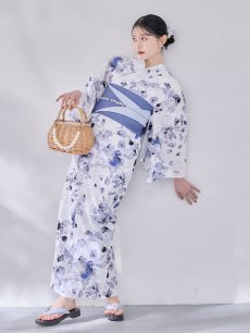 画像8: 【即日発送】水墨ニュアンスフラワー浴衣 【浴衣3点セット 浴衣/帯/下駄】  [OF04/HC03] (8)
