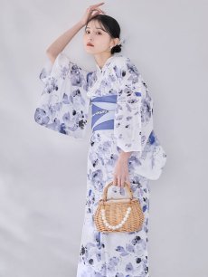 画像9: 【即日発送】水墨ニュアンスフラワー浴衣 【浴衣3点セット 浴衣/帯/下駄】  [OF04/HC03] (9)