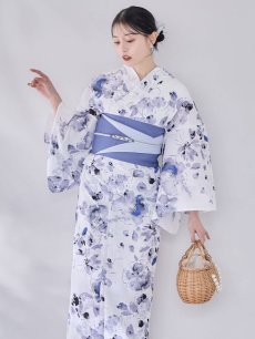 画像11: 【即日発送】水墨ニュアンスフラワー浴衣 【浴衣3点セット 浴衣/帯/下駄】  [OF04/HC03] (11)