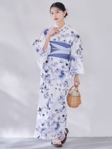 画像13: 【即日発送】水墨ニュアンスフラワー浴衣 【浴衣3点セット 浴衣/帯/下駄】  [OF04/HC03] (13)