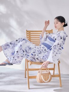 画像16: 【即日発送】水墨ニュアンスフラワー浴衣 【浴衣3点セット 浴衣/帯/下駄】  [OF04/HC03] (16)