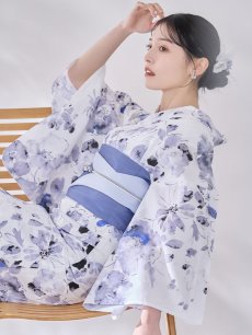 画像17: 【即日発送】水墨ニュアンスフラワー浴衣 【浴衣3点セット 浴衣/帯/下駄】  [OF04/HC03] (17)
