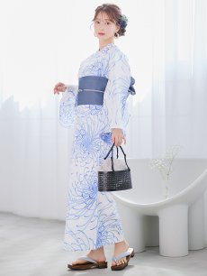 画像3: 【即日発送】白菊月の古典浴衣 【浴衣3点セット 浴衣/帯/下駄】 [YMT] (3)