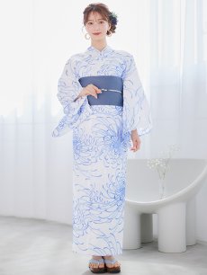 画像4: 【即日発送】白菊月の古典浴衣 【浴衣3点セット 浴衣/帯/下駄】 [YMT] (4)