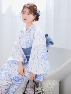 画像7: 【即日発送】白菊月の古典浴衣 【浴衣3点セット 浴衣/帯/下駄】 [YMT] (7)