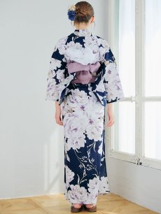 画像16: 【即日発送】濃紺牡丹柄浴衣 【浴衣3点セット 浴衣/帯/下駄】 [YMT] (16)
